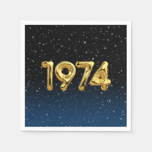 Födelsedagsballonger 1974 i stenar pappersservett
