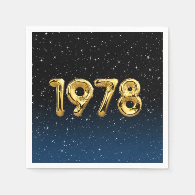 Födelsedagsballonger 1978 I stjärnor Pappersservett (Framsidan)