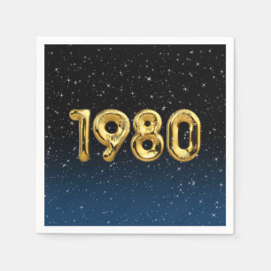 Födelsedagsballonger 1980 i stjärnor pappersservett
