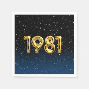 Födelsedagsballonger 1981 i stenar pappersservett