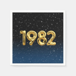 Födelsedagsballonger 1982 i stenar pappersservett