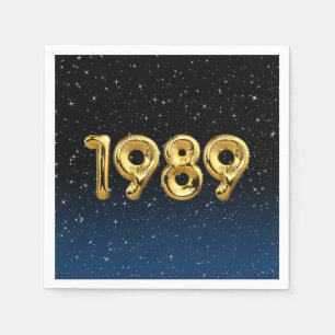 Födelsedagsballonger 1989 i stenar pappersservett