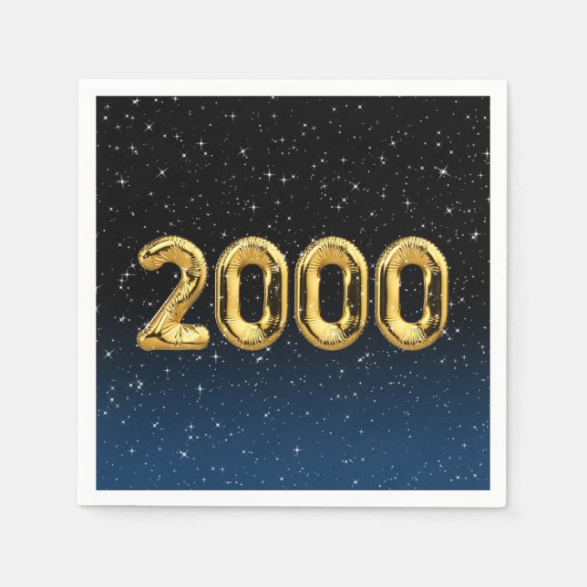 Födelsedagsballonger 2000 i stjärnor pappersservett (Framsidan)