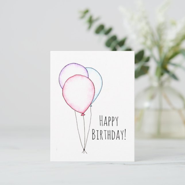 Födelsedagsballonger Doodle Art Helg Vykort (Stående Fram)