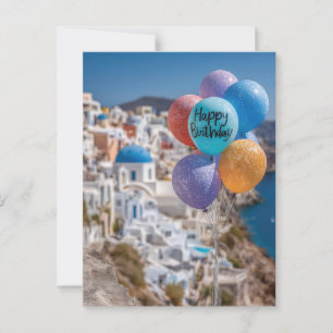 Födelsedagsballonger i Santorini, Grekland Vykort