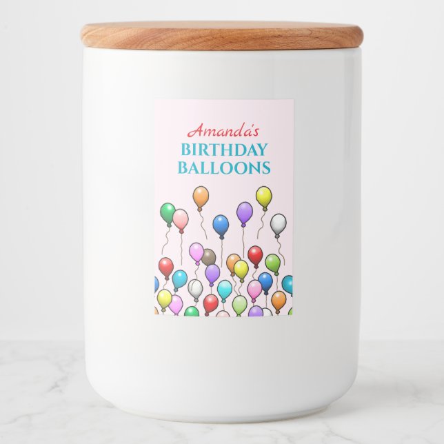 Födelsedagsballonger Mat Etikett (Framsida)