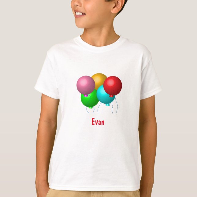 Födelsedagsballonger med Namn Tee (Framsida)