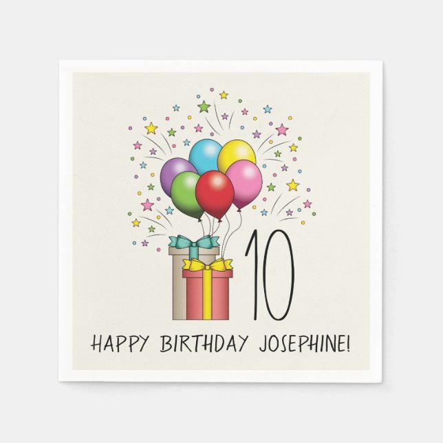Födelsedagsballonger och Presenter med ålders- och Pappersservett (Framsidan)