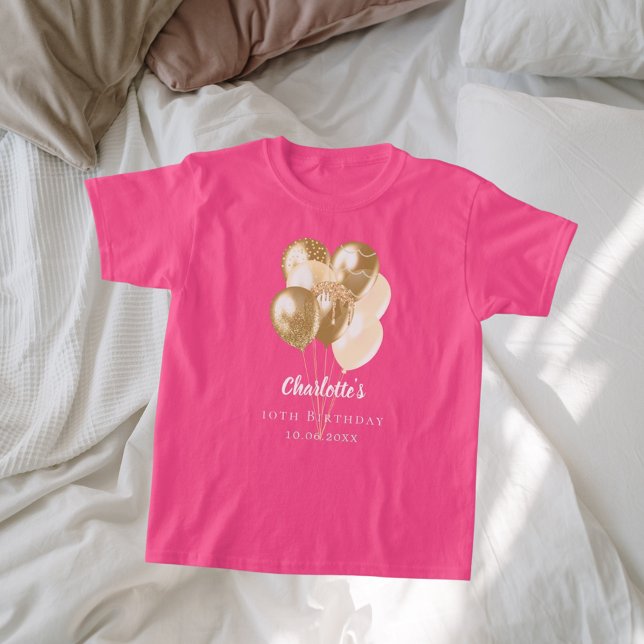 Födelsedagsballonger rosa guld t shirt (Skapare uppladdad)