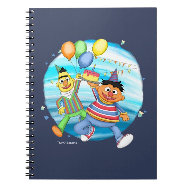 Födelsedagsballonger till Bert och Ernie Anteckningsbok (Framsidan)