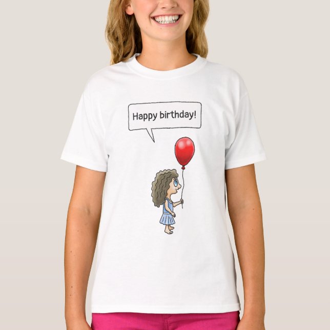 Födelsedagsballongflicka T Shirt (Framsida)