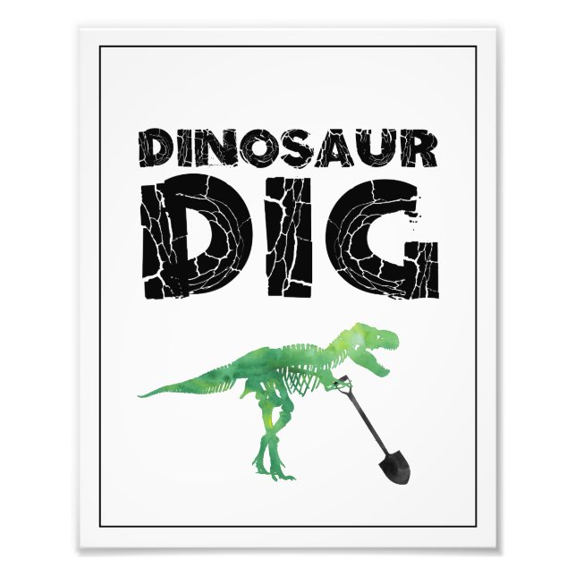 Födelsedagsbanner för dinosaurieutgrävning fototryck (Framsidan)