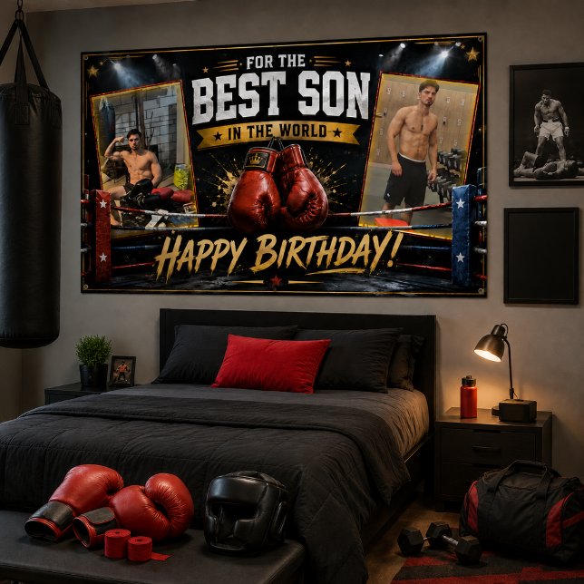 Födelsedagsbanner för son med boxningstema - fotok poster (Skapare uppladdad)