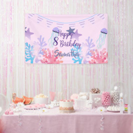 Födelsedagsbanner Under Havet Rosa och Lila