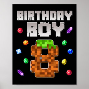 Födelsedagsbarn 8:e födelsedag 8:e året Gamer Pi Poster