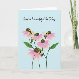 Födelsedagsbin och kägelblommor kort
