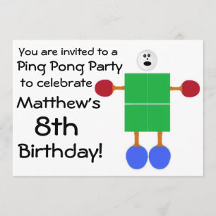 Födelsedagsbjudande Ping Pong Party-inbjudan Inbjudningar