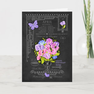 Födelsedagsblomma April Krita Personlig Kort