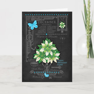 Födelsedagsblomma December Krita Personlig Kort