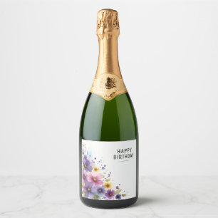 födelsedagsblomma kaskad champagneflasketikett