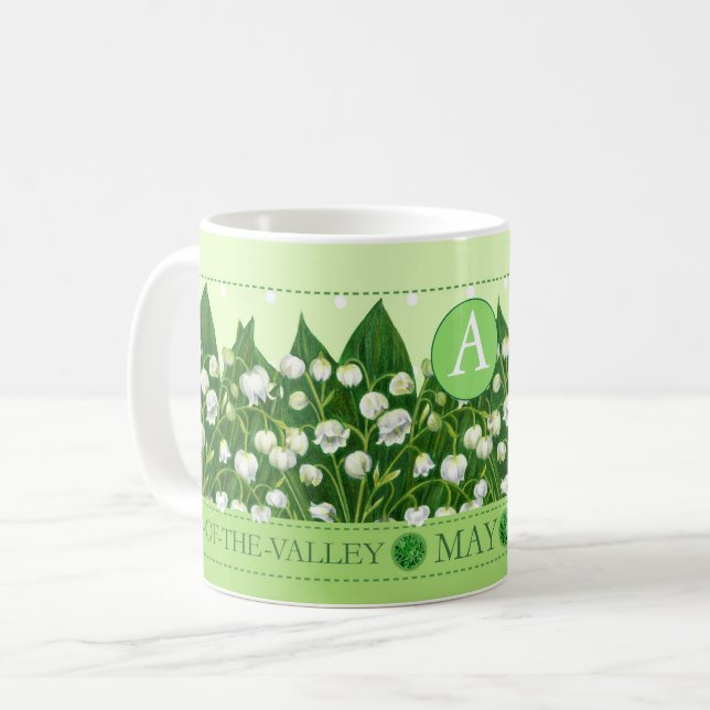 Födelsedagsblomma och ädelsten Maj Klassisk Mugg (Framsida vänster)