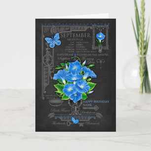 Födelsedagsblomma September Krita Personlig Kort
