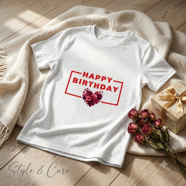 Födelsedagsblommig hjärtgrafik Pojkars T-Shirts