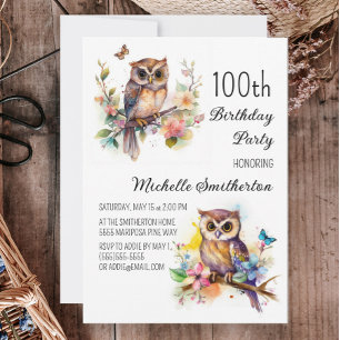 Födelsedagsblommor Fjärilar Ugglas 100-årsdag Inbjudningar