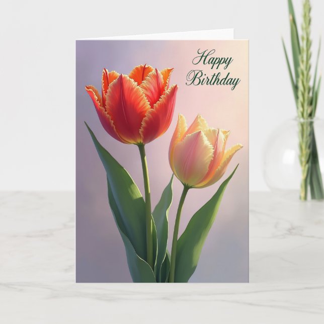 Födelsedagsblomster konstkort kort (Framsida)