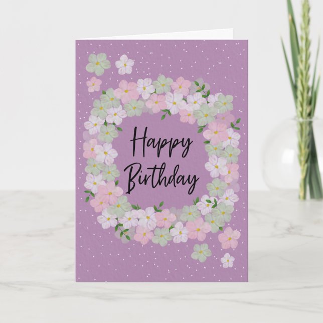 Födelsedagsblomsterkrans Kort (Framsida)