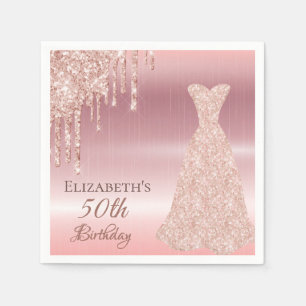 Födelsedagsblush rose gold klänning droppar pappersservett