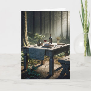 Födelsedagsbord i en skog kort