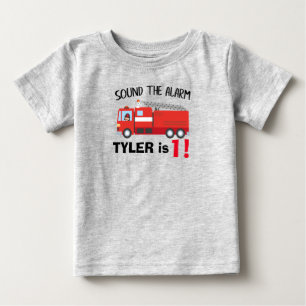 födelsedagsbrandbil/liten brandman-personlig t shirt