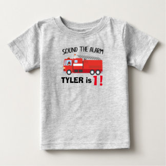 födelsedagsbrandbil/liten brandman-personlig t shirt