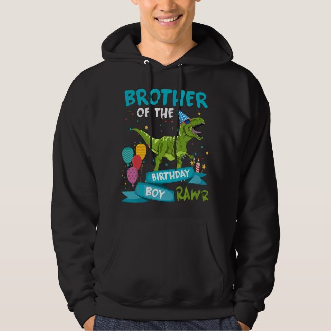 Födelsedagsbror T-Rex Dinosaurie Födelsedag Hoodie (Framsida)