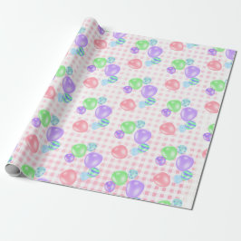 Födelsedagsbubblor på Rosa Gingham Presentpapper