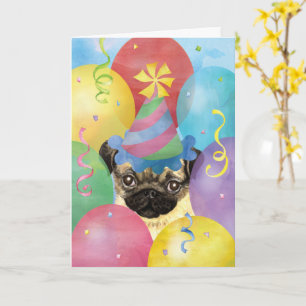 Födelsedagsbubblor-pug-kort Kort