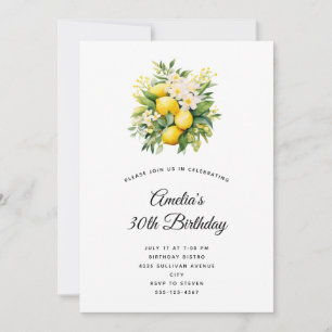 Födelsedagsbukett med vita blommor Citron Inbjudningar