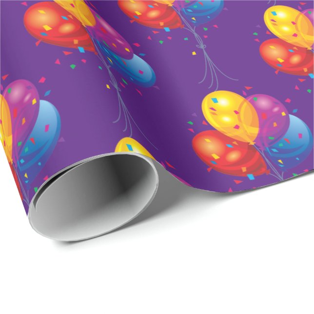 födelsedagsbukett på lila presentpapper (Rullad Hörn)