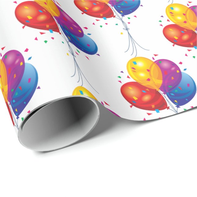 födelsedagsbukett på vitt presentpapper (Rullad Hörn)