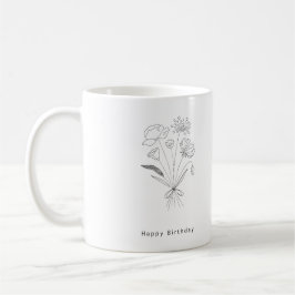 Födelsedagsbukett. svart & vit kaffemugg