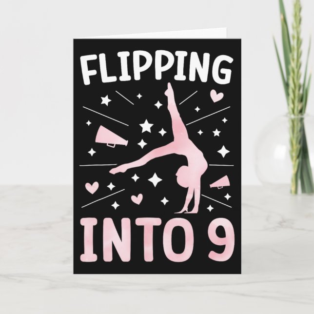 Födelsedagsdag Cheerleading Flicka Nio År Gammal C Kort (Framsida)