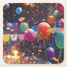 födelsedagsdator, ballongdesign, festlig station underlägg papper kvadrat