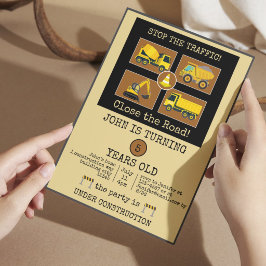 Födelsedagsdekor För Barn Konstruktionsbil Inbjudningar