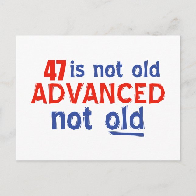 Födelsedagsdesign för 47 år vykort (Framsida)