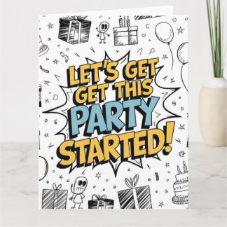 Födelsedagsdesign med doodle-konstexplosion kort