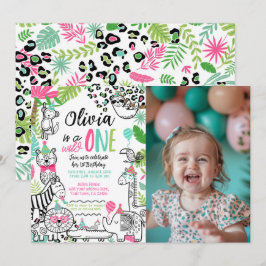 Födelsedagsdjur, Jungle Safari 1-års födelsedag Inbjudningar