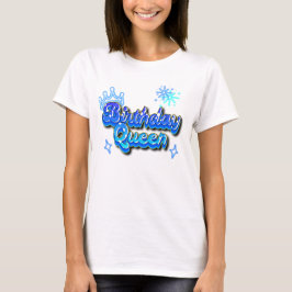 Födelsedagsdrottning Gradient Blå 80-tals Graffiti T Shirt