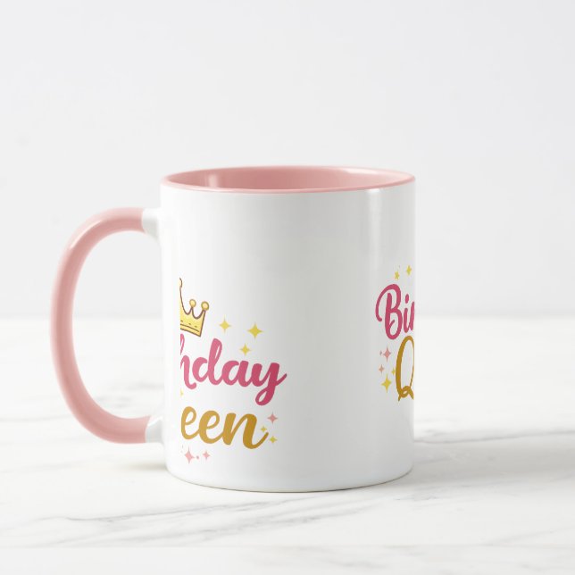 Födelsedagsdrottning Kron Design – Söt Rosa Guld F Mugg (Vänster)