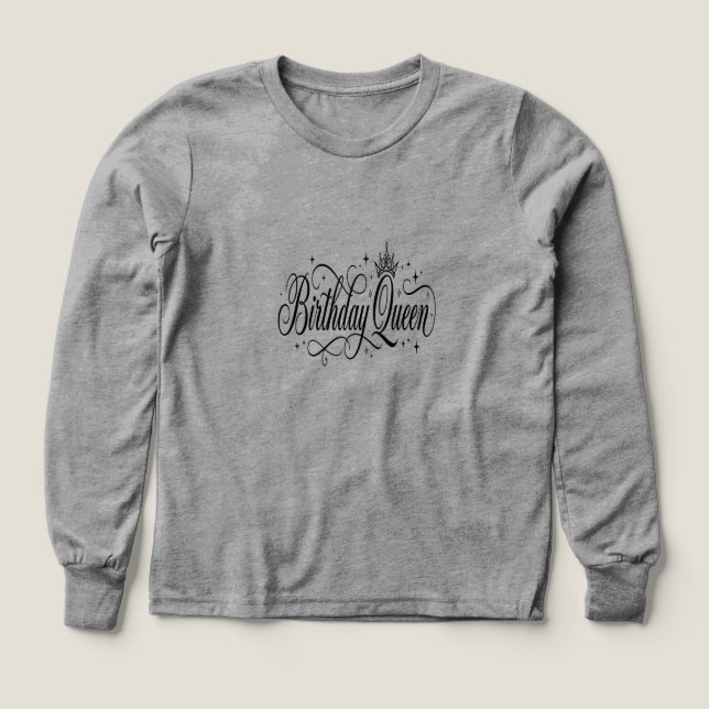 Födelsedagsdrottning Matchande Anpassad Lagpresent T Shirt (Design framsida)